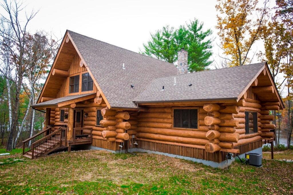 This Secluded Log Cabin Is A wrap-around Porch